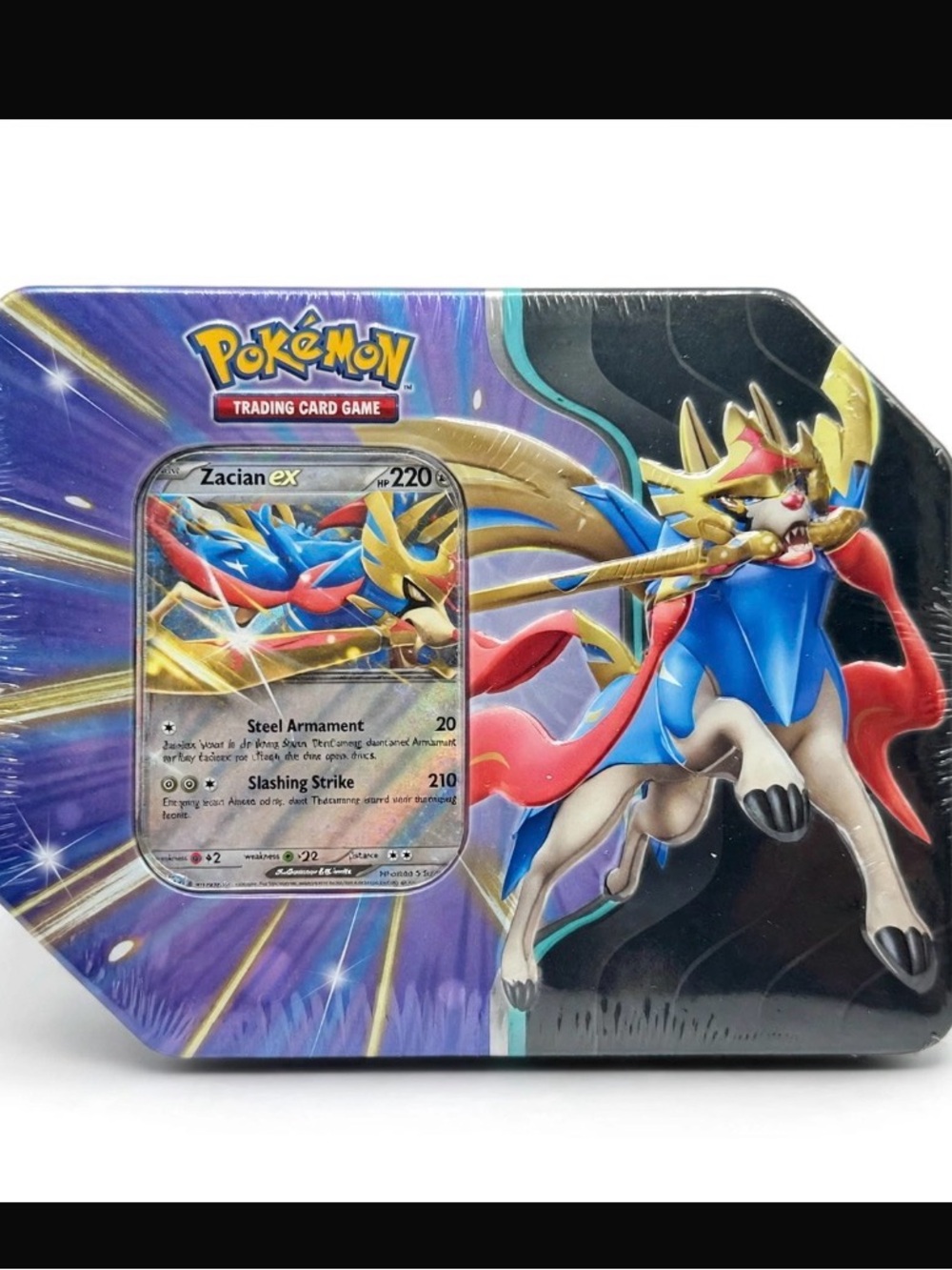 Pokémon Zacian ex Collector Tin - Blue, Gold, Red